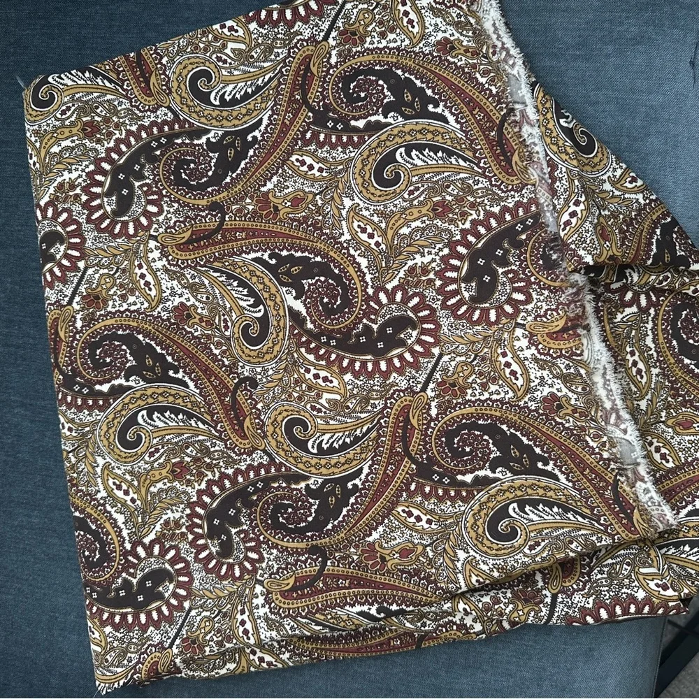 Vintage paisley knit brown and cream fabric